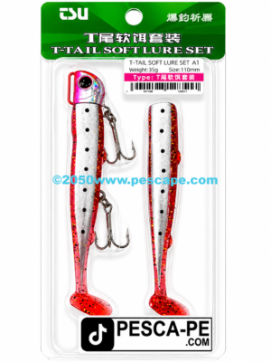 Vinilo de pesca TSURINOYA T- Tail efectivo 110mm 35g rojo plateado