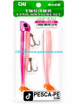 Vinilo de pesca TSURINOYA T- Tail efectivo 110mm 35g ROSADO