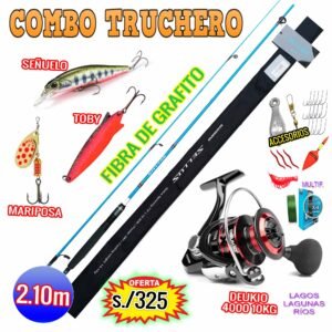 COMBO CAÑA DE PESCAR SHIMANO SELLUS 2.10m + CARRETE DEUKIO 4000 CON ACCESORIOS