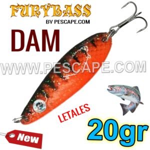 CUCHARA DAM 20gr Para truchas Lagunas Efectivos ORANGE Tiger