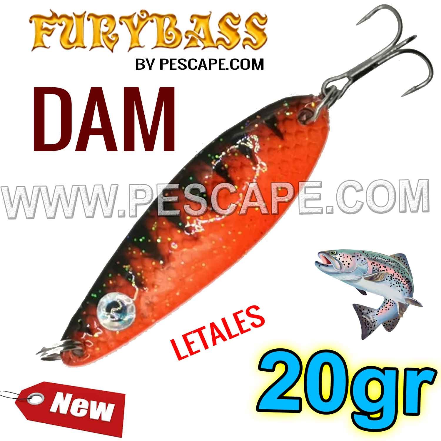 CUCHARA DAM 20gr Para truchas Lagunas Efectivos ORANGE Tiger