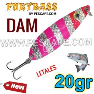 CUCHARA DAM 20gr PARA TRUCHAS LAGUNAS EFECTIVOS GRISS PINK
