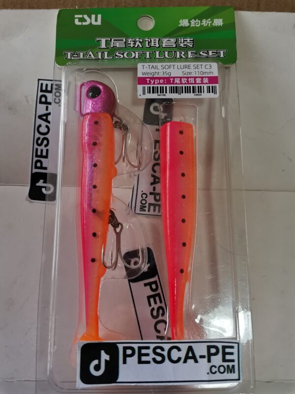 Vinilo de pesca TSURINOYA T- Tail efectivo 110mm 35g Anaranjado