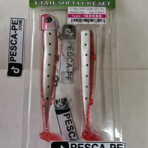 Vinilo de pesca TSURINOYA T- Tail efectivo 110mm 35g rojo plateado
