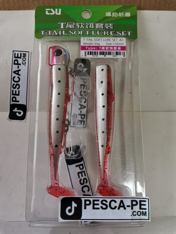 Vinilo de pesca TSURINOYA T- Tail efectivo 110mm 35g rojo plateado