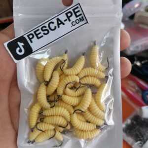 SET DE GUSANOS LARVAS PARA RIOS LAGUNAS MUELLES CON ANZUELOS 30PCS