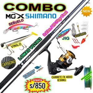 MEGACOMBO CAÑA MGX LOMAS VG1062 3.23M + CARRETE FX 4000 8.5KG + ACCESORIOS