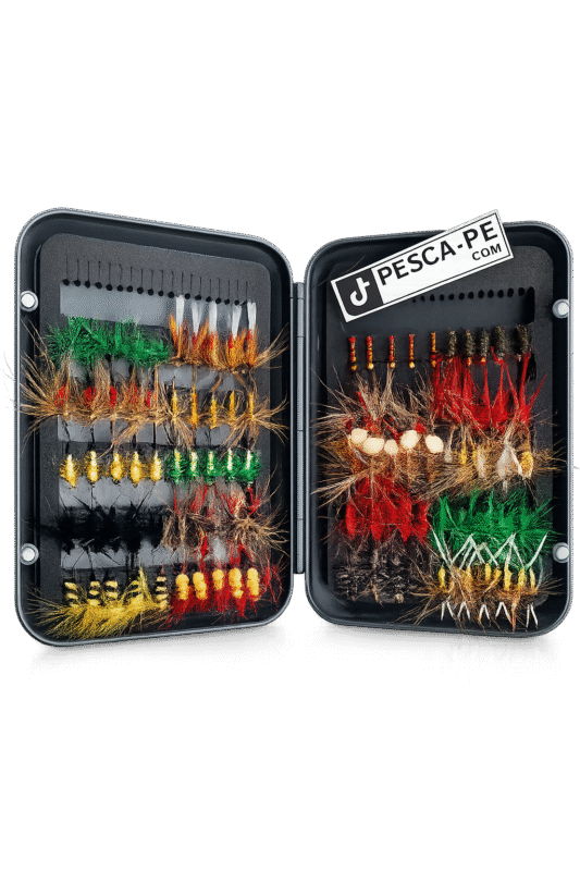 SET DE MOSCAS NINFAS PARA RIOS LAGUNAS CON ANZUELOS 100PCS