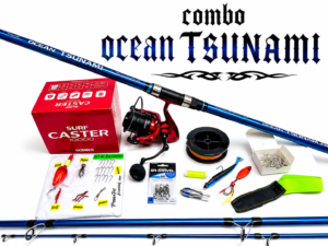 Combo Caña Surfcasting Ocean Tsunami Carrete Caster 10k con Accesorios