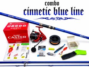 Combo Caña Surfcasting Cinnetic Blue Line 4.20m Carrete Caster 10k con Accesorios