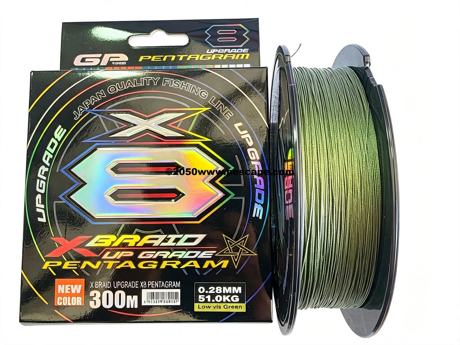 MULTIFILAMENTO X-BRAID PENTAGRAM 0.28mm 50kg 8 hebras 300m | VERDE