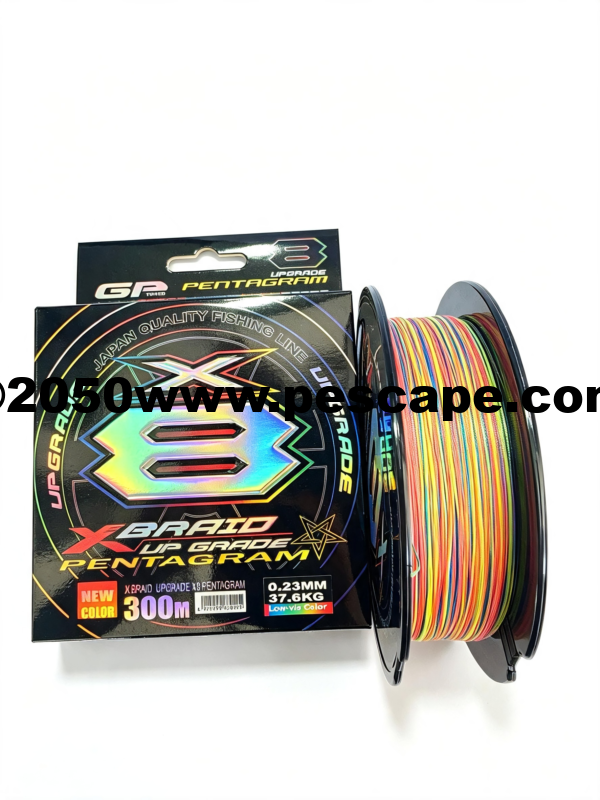 MULTIFILAMENTO X-BRAID PENTAGRAM 0.23mm 37.6kg 8 hebras 300m | MULTICOLOR