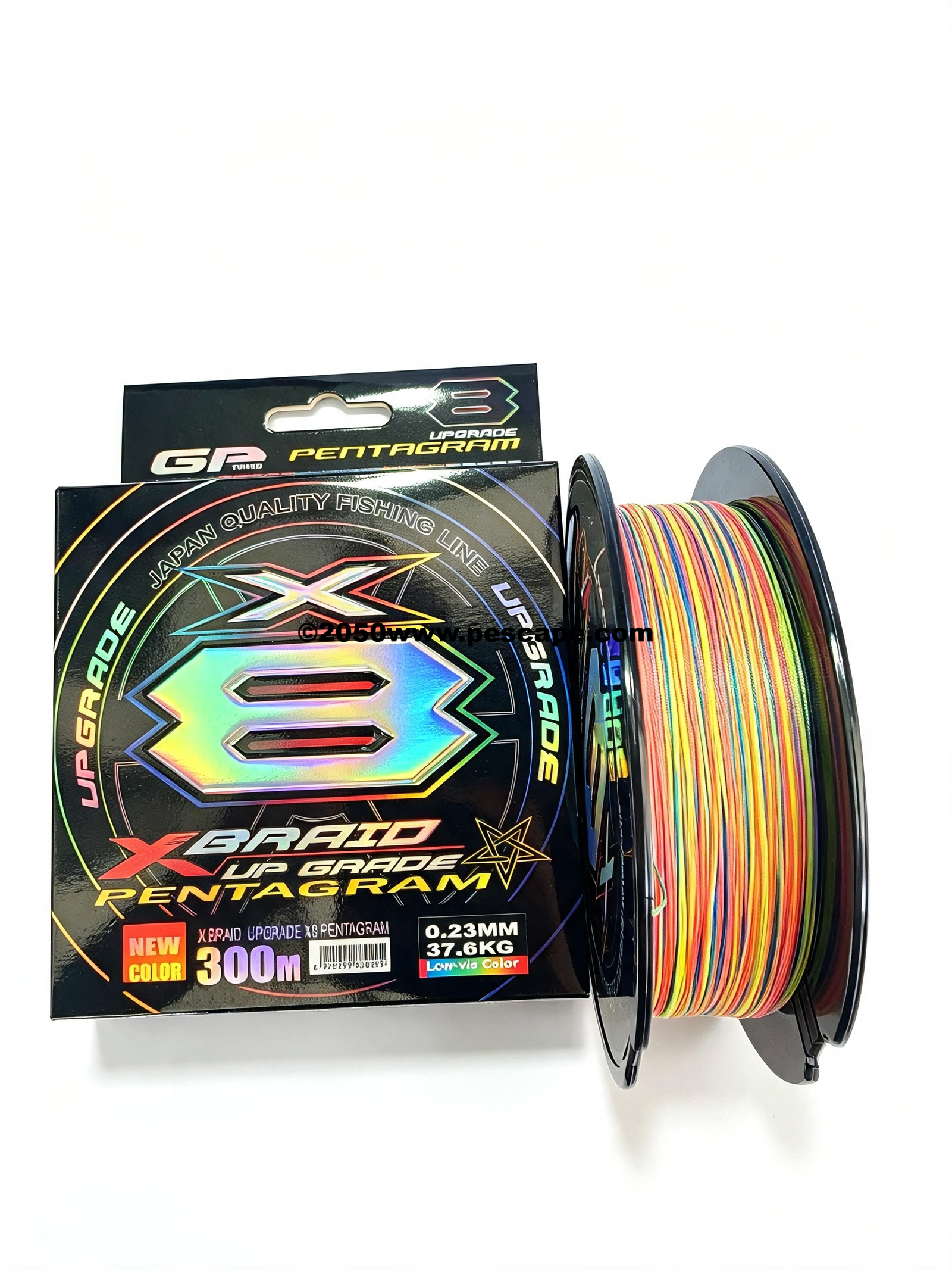 MULTIFILAMENTO X-BRAID PENTAGRAM 0.23mm 37.6kg 8 hebras 300m | MULTICOLOR