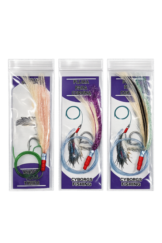 PLUMAS PARA CORVINAS CYBORGS FISHING + ARMADO (A ELECCIÓN)