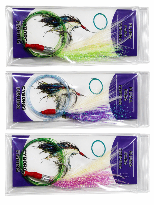 PLUMAS PARA CORVINAS CYBORGS FISHING + ARMADO (A ELECCIÓN)