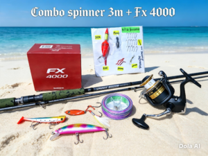 Combo Caña de pescar Corvinator Spinner AT-Power 3.05m + Carrete FX 4000 con Accesorios