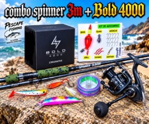 Combo Caña de pescar Corvinator Spinner AT-Power 3.05m + Carrete Bold 4000 15kg con Accesorios