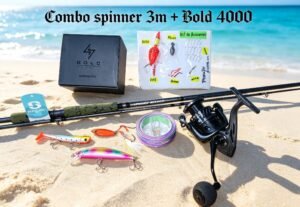 Combo Caña de pescar Corvinator Spinner AT-Power 3.05m + Carrete Bold 4000 15kg con Accesorios