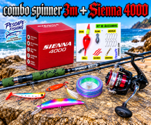 Combo Caña de pescar Corvinator Spinner AT-Power 3.05m + Carrete Sienna 4000 con Accesorios