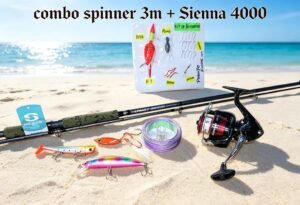 Combo Caña de pescar Corvinator Spinner AT-Power 3.05m + Carrete Sienna 4000 con Accesorios