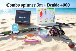 Combo Caña de pescar Corvinator Spinner AT-Power 3.05m + Carrete Deukio 4000 con Accesorios
