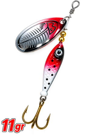 Señuelo Spinner Mariposa para trucha 11gr Lagunas ríos White Red