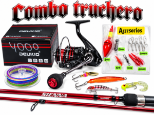 Combo Truchero caña de pescar Shimano Sienna 2.10m + Deukio 4000 kit completo