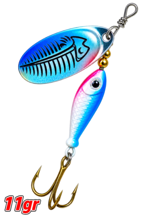 Señuelo Spinner Mariposa para trucha 11gr Lagunas ríos Blue White