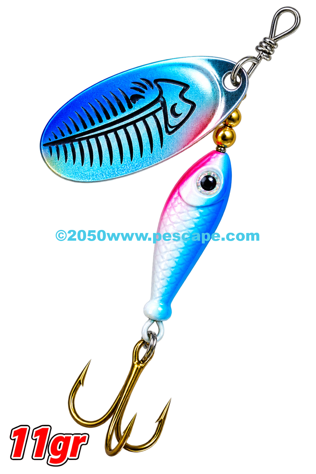 Señuelo Spinner Mariposa para trucha 11gr Lagunas ríos Blue White